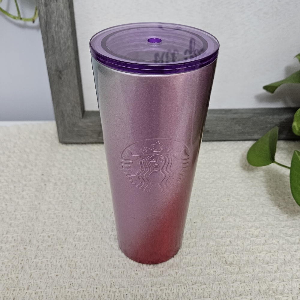 Starbucks 16oz Holiday Ombre pink & purple Stainless Steel with lid - Picture 4 of 16